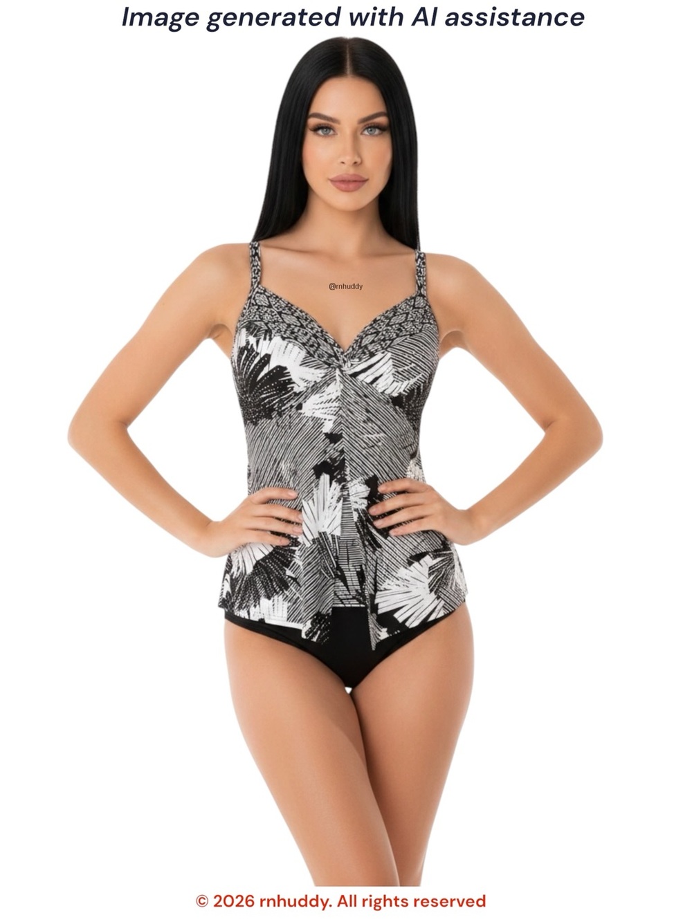 Miraclesuit size 14 underwire moonlight at the oasis love knot tankini top